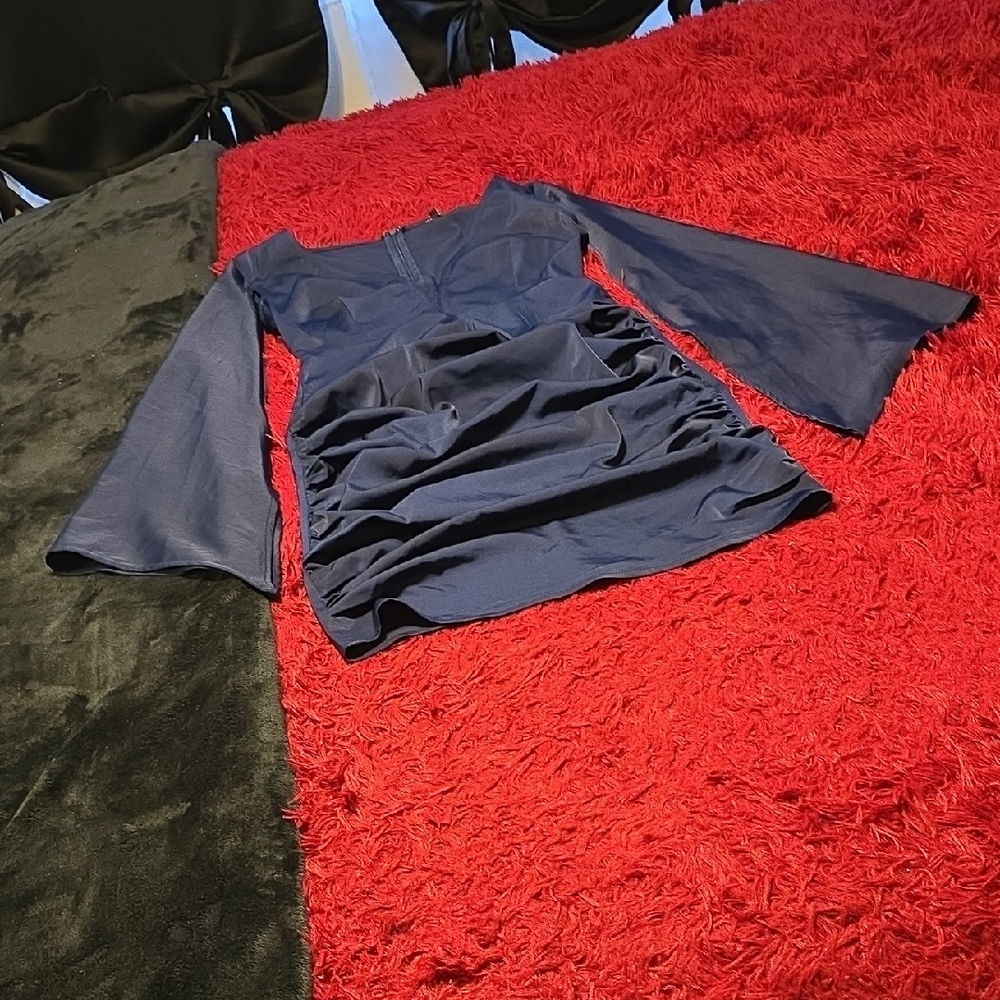 Fashion Nova Asymmetrical Dress in Navy Blue